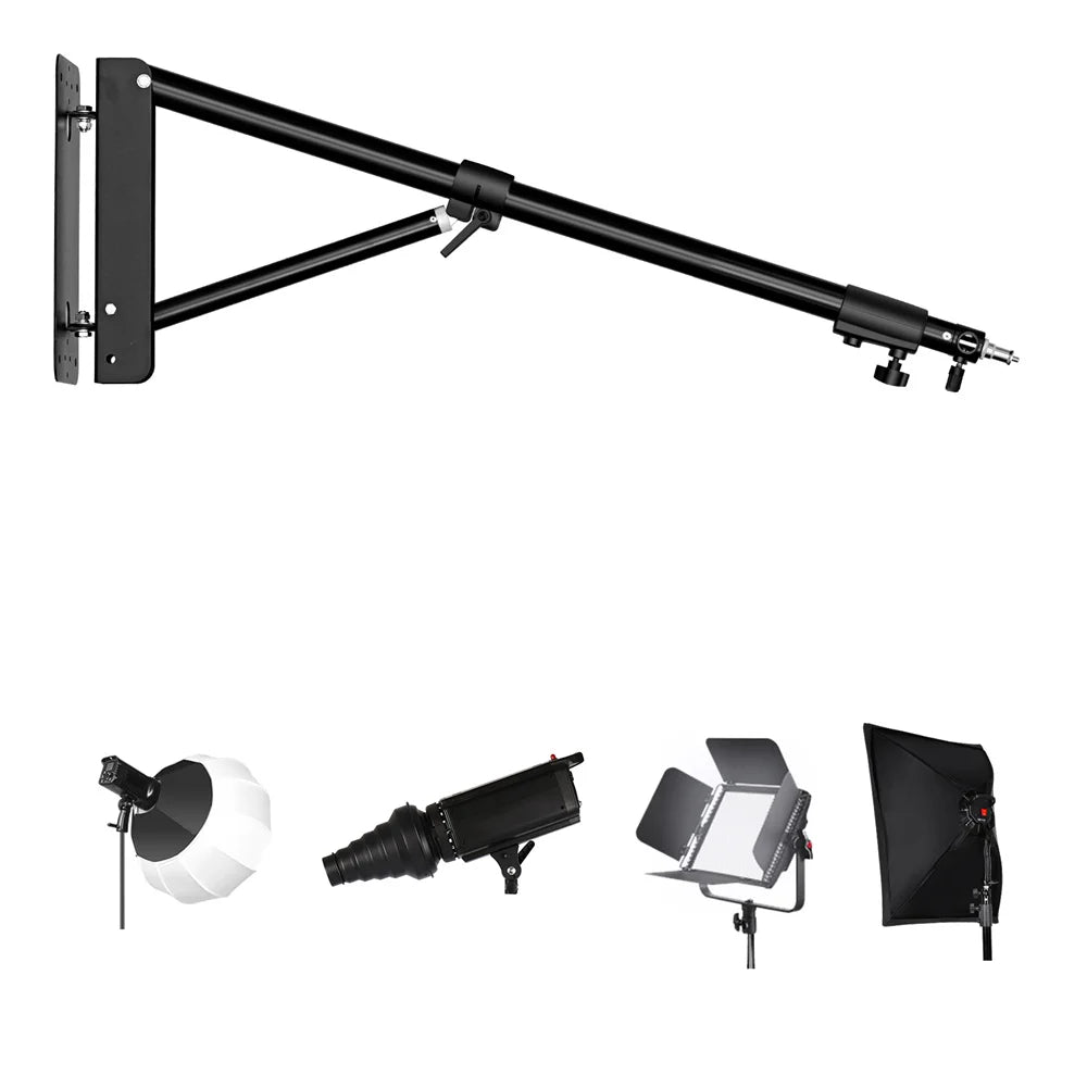 100/135/ 170cm Wall Mounting Triangle Boom Arm Photography Strobe Light, Monolight, Softbox, Umbrella, Reflector and Ring Light
