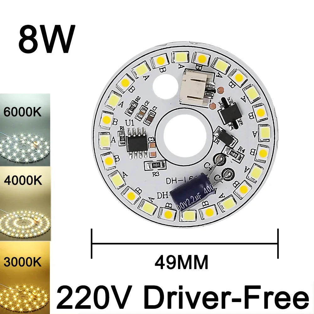 220V Driver-Free Light Panel LED Light Chip DIY Round Nordic Light Source Accessories Replacement Household Chandelier Bulb Patc