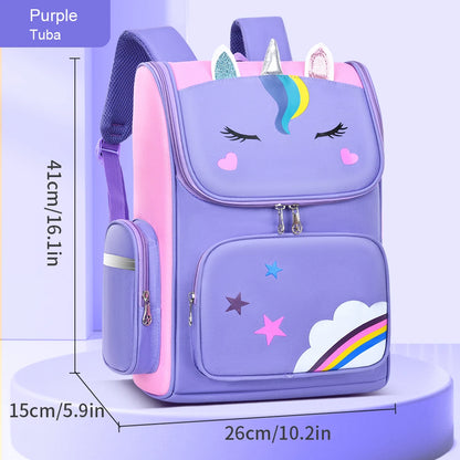 New CHILDREN'S Elementary School Students Schoolbag 6-12 Years Old Boys and Girls Shoulders Backpack 1-6 Grades Unicorn Cute Wat