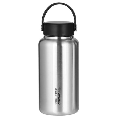 TOMSHOO 1050ml Stainless Steel Water Bottle Leak Proof Sports Bottle with 750ml Water Cup Coffee Mug Hanging Pot for Outdoor