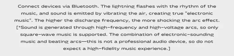 Tesla Coil Arc Music Box - Wide Voltage 110-240V, Bluetooth 5.3 Wireless+SD Card Lightning Purple Visual Arrangement.