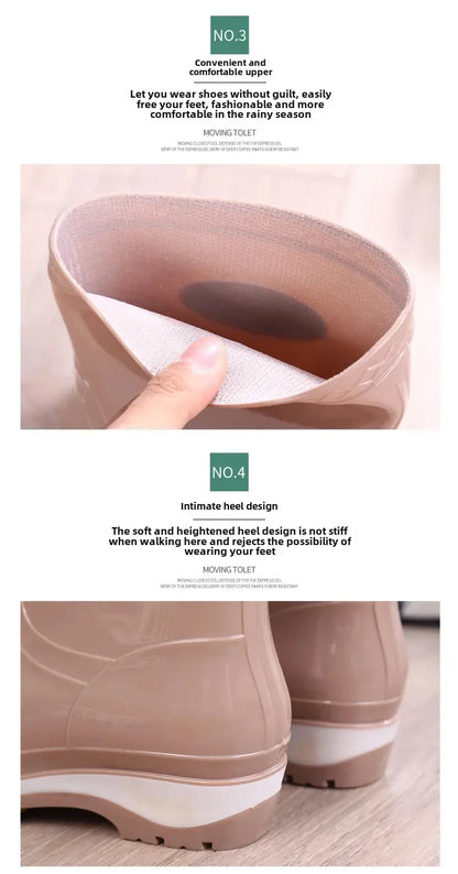 Women's Short Rain Shoes Non-slip Waterproof Rubber Boots Durable Wear-resistant Rain Boots Fleece Lined Warm Shoes Wholesale