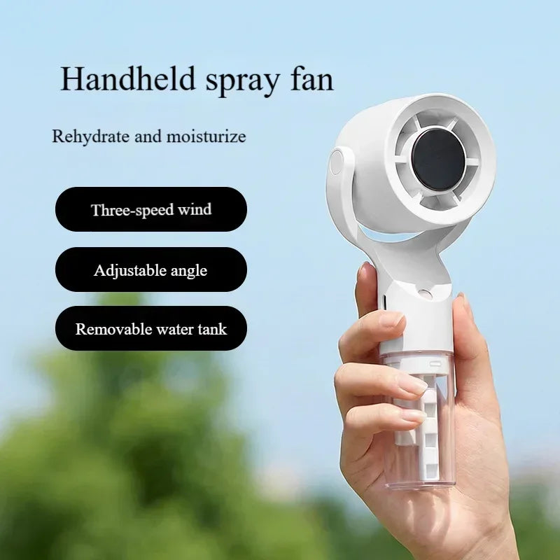 Portable Handheld Spray Mist Fan Mini Turbine Rechargeable Cooling Fan For Desktop Outdoor Camping Student Dormitory Summer Use