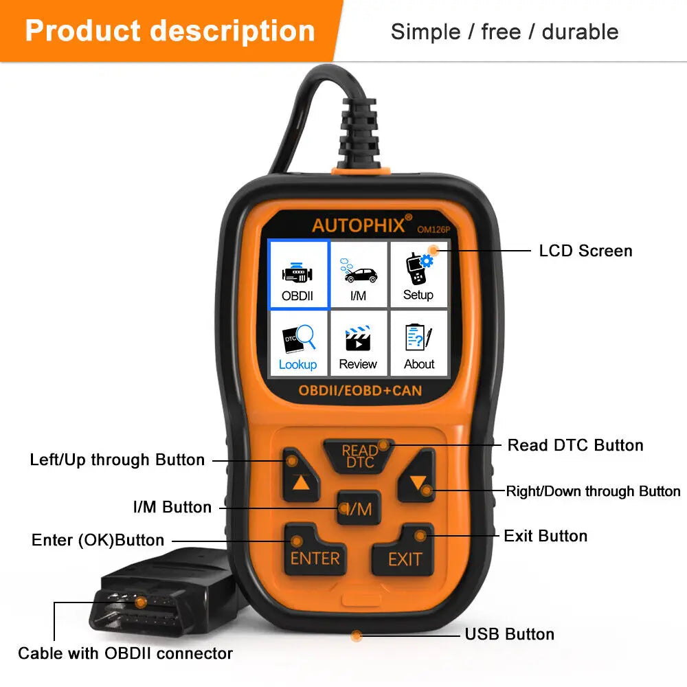Autophix OM126P OBD2 Scanner Code Reader EOBD JOBD Universal OBD2 Car Engine Analyzer Automotive Scanner Scan Tools Free Update
