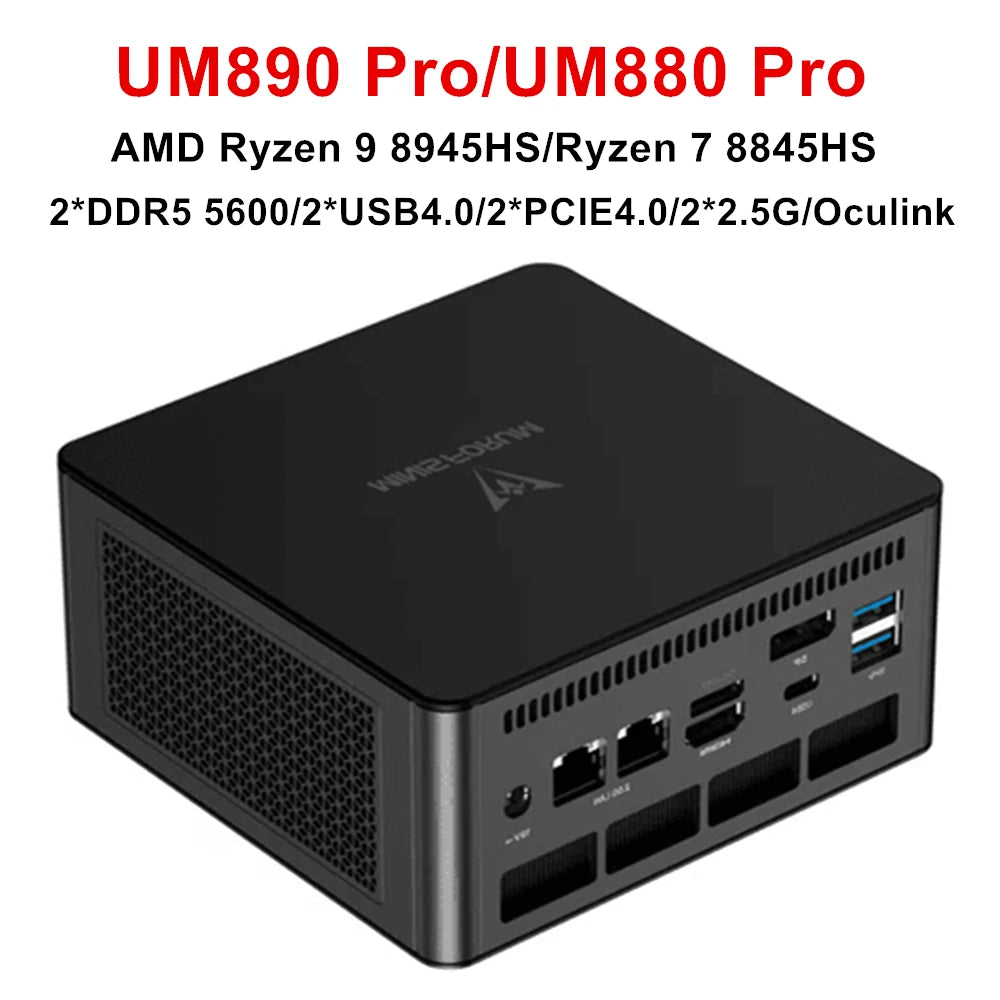 MINISFORUM OCuLink Gaming Mini PC UM890 UM880 Pro AMD Ryzen 9 8945HS R7 8845HS 2*USB4 2*DDR5 2*PCIE4 Windows 11 Computer WiFi6E