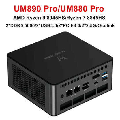 MINISFORUM OCuLink Gaming Mini PC UM890 UM880 Pro AMD Ryzen 9 8945HS R7 8845HS 2*USB4 2*DDR5 2*PCIE4 Windows 11 Computer WiFi6E