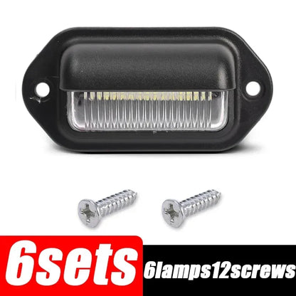 6 LED Universal Car License Light for SUV Truck Trailer Van Tag Step Lamp White Bulbs Car License Plate Lights Car Accessories