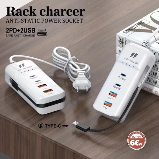 USB PD Type C Charging Wall Adapter USB-C Charger Socket With Type C Cable Multiport USB Hub Adapter EU/US/UK LED Quick Charger
