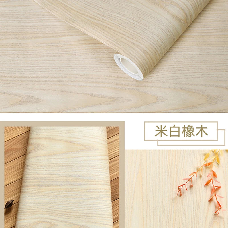 PVC Waterproof Self Adhesive Wallpaper Wall in Rolls Furniture Cabinets Vinyl Decorative Film Wood Grain Stickers For Home Decor