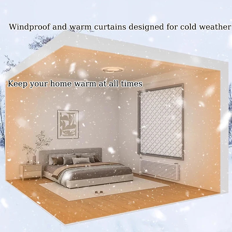 Windproof thermal curtain winter bedroom windproof thermal artifact heat storage insulation film cold seal Windows waterproof