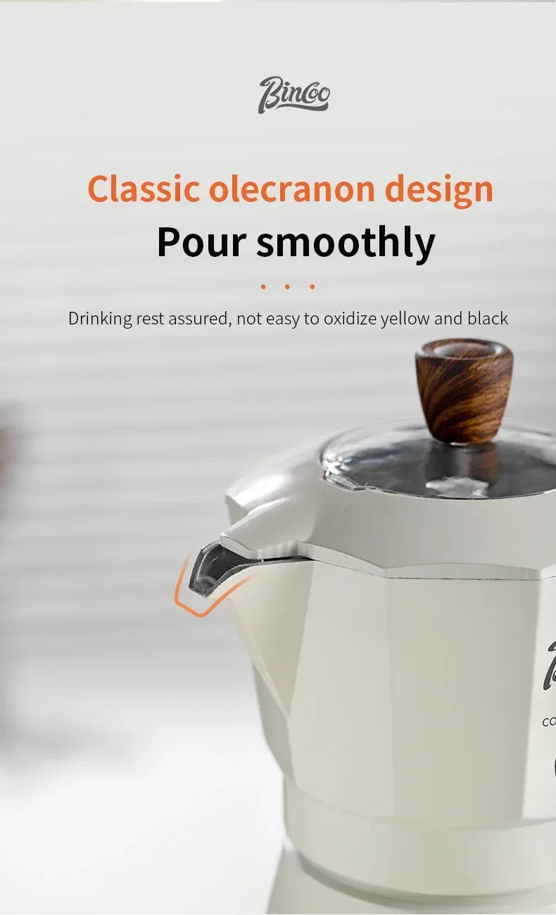 Bincoo Dual Valve Moka Pot Espresso Maker Mocha Pot Brewed Coffee Pot 220V Electric Stove Concentrated Extraction Barista Tools