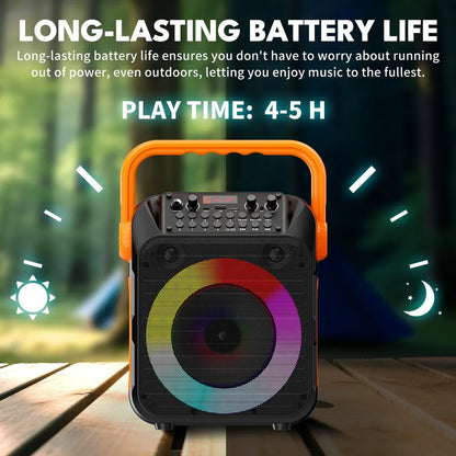 Karaoke Machine for Adults, Karaoke Speaker with Two Wireless Microphones, Portable Bluetooth Speaker PA System for Party, Kara