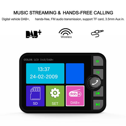 Stereo Digital Broadcast 2.4Inch LCD Color Screen Radio Receiver Bluetooth 5.0 DAB/DAB+ Digital Radio MP3 FM Transmitter for Car