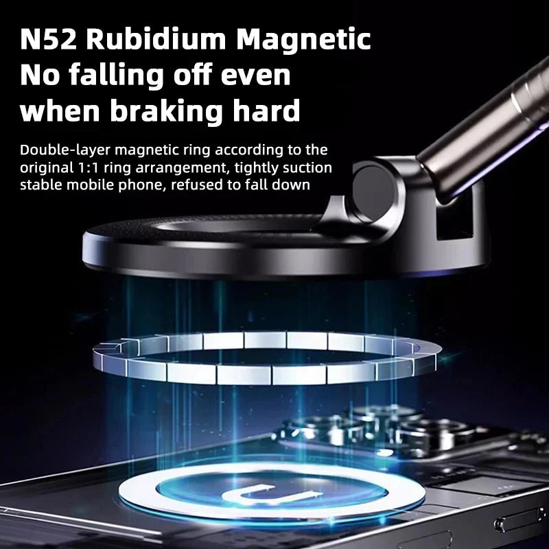 K007 Strong Magnetic Car Phone Holder Foldable Design 360° Adjustable Vacuum Mount for Car/Desk/Bathroom/Universal Use