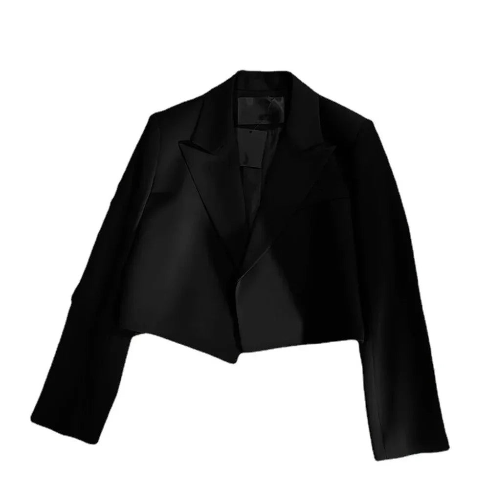 Spring Autumn New Blazers for Women Korean No Button Cropped Suits Jacket Woman Casual Long Sleeve Blazer Coat Ladies ZY7701
