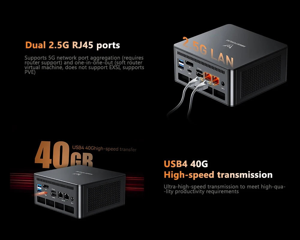 MINISFORUM OCuLink Gaming Mini PC UM890 UM880 Pro AMD Ryzen 9 8945HS R7 8845HS 2*USB4 2*DDR5 2*PCIE4 Windows 11 Computer WiFi6E