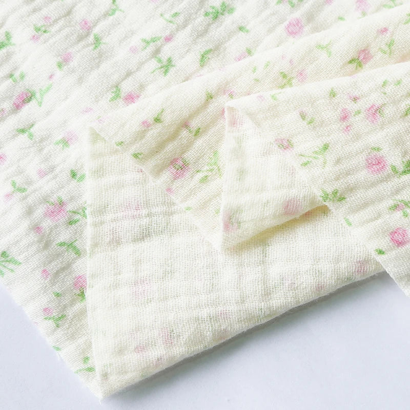 Soft Heart Print Cotton Sewing Fabric Crepe Double Layer Gauze Cloth Valentine's Day Diy Towel Material YHW300530