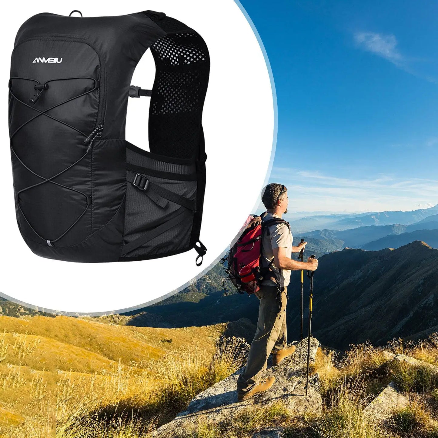 Running Backpack Hiking Bag Breathable Waterproof Portable Water Bottle Backpack Cycling Backpack for Camping, Adventure