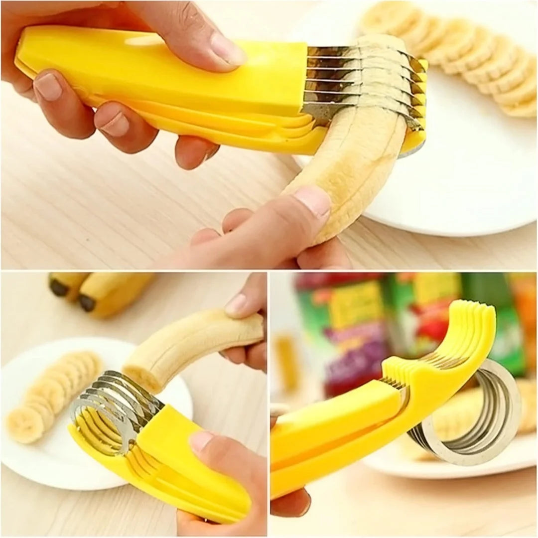 Banana Slicer Curved Handle Stainless Steel Blade Kitchen Knife for Cutting Fruits Vegetables Sausage Cutting Machine Chopper