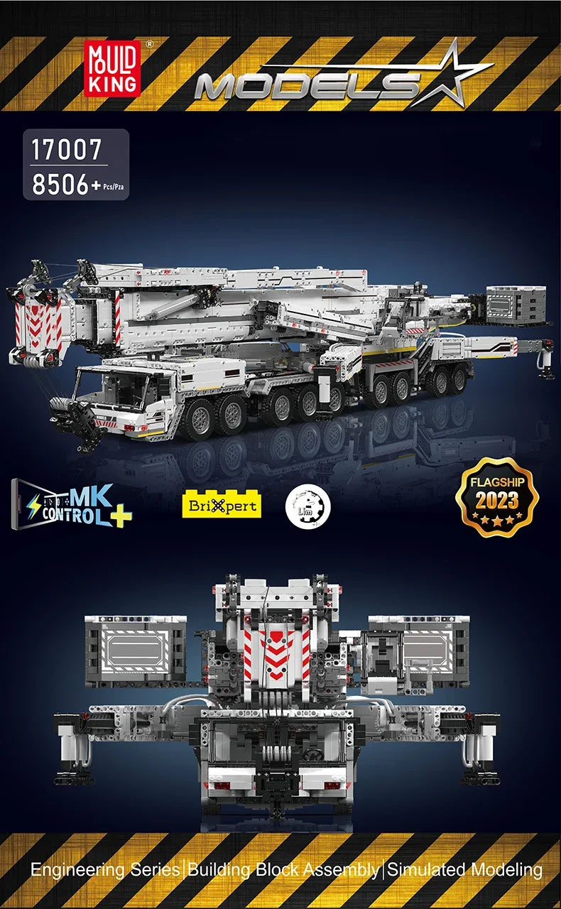 Mould King 17007 17008 Technical Truck Building Block Remote Control Liebherred LTM 11200 Crane Model Kids Christmas Car Toys