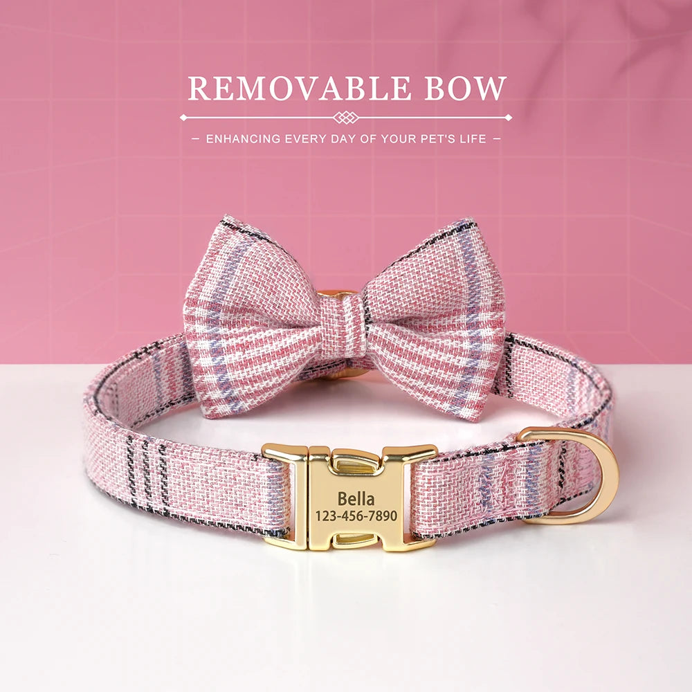 Personalized Dog Collar Cute Bowtie Puppy Cat Free Engraving Pet Buckle Collar For Small Medium Dogs Cats Chihuahua Yorkshire