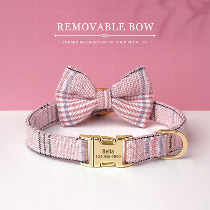 Personalized Dog Collar Cute Bowtie Puppy Cat Free Engraving Pet Buckle Collar For Small Medium Dogs Cats Chihuahua Yorkshire