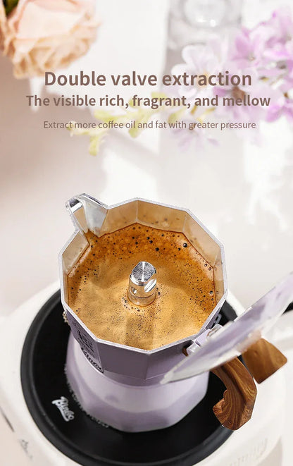 Double Valve Moka Pot Coffee Mocha Pot Set Espresso Moka Pot Electric Stove Heated Brewed Coffee Pot Italian Barista Tools 220v