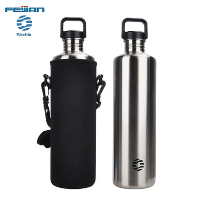 Fjbottle 2L Portable Water Bottle Stainless Steel Cycling Sports Water Bottle Leakproof BPA Free Large Capacity with Bottle Bag