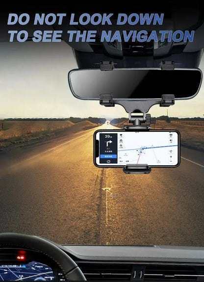 360  Foldable Navigation GPS Bracket Car Phone Holder Rearview Mirror Mount Adjustable Cell Phone Support Stable For Smartphone