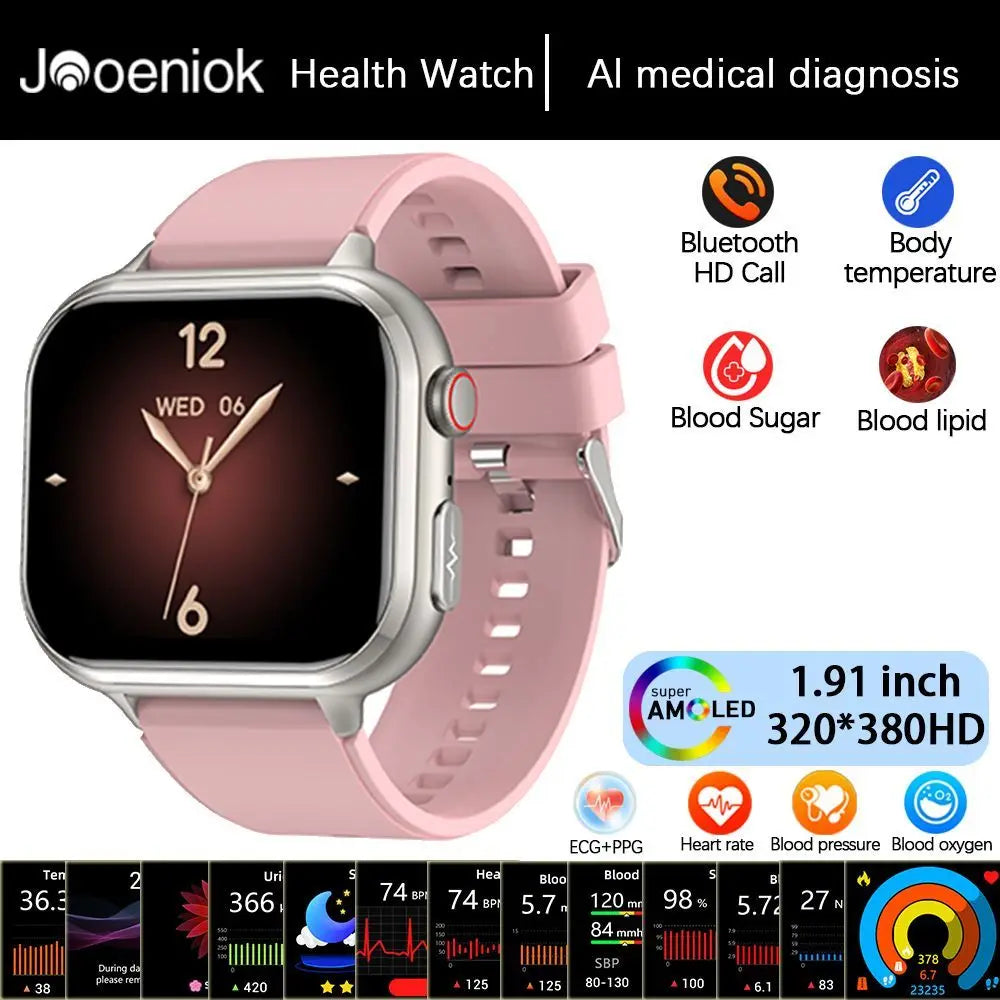 2025New Medical Grade ECG+PPG Smart Watch BMI Body Fat Uric Acid Painless Non-invasive Blood Sugar Monitoring Calling Smartwatch