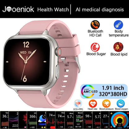 2025New Medical Grade ECG+PPG Smart Watch BMI Body Fat Uric Acid Painless Non-invasive Blood Sugar Monitoring Calling Smartwatch
