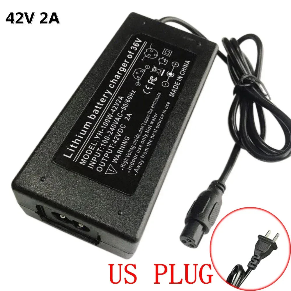 DC42V 2A Universal Lithium Battery Charger For 36V Hoverboard Self-Balancing Scooter 100-240V AC Power Adapter EU US