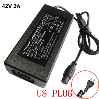 DC42V 2A Universal Lithium Battery Charger For 36V Hoverboard Self-Balancing Scooter 100-240V AC Power Adapter EU US