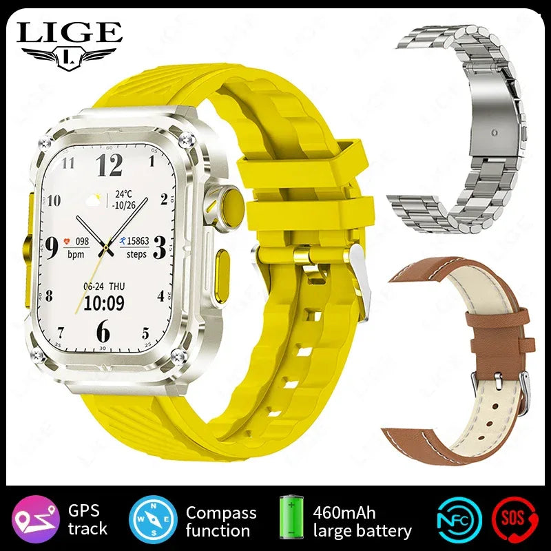 LIGE Smart Watch 2.1 inch AMOLED Health Sports Man Watch Heart Rate Bluetooth Calling Smart watch For Men Women For Android IOS