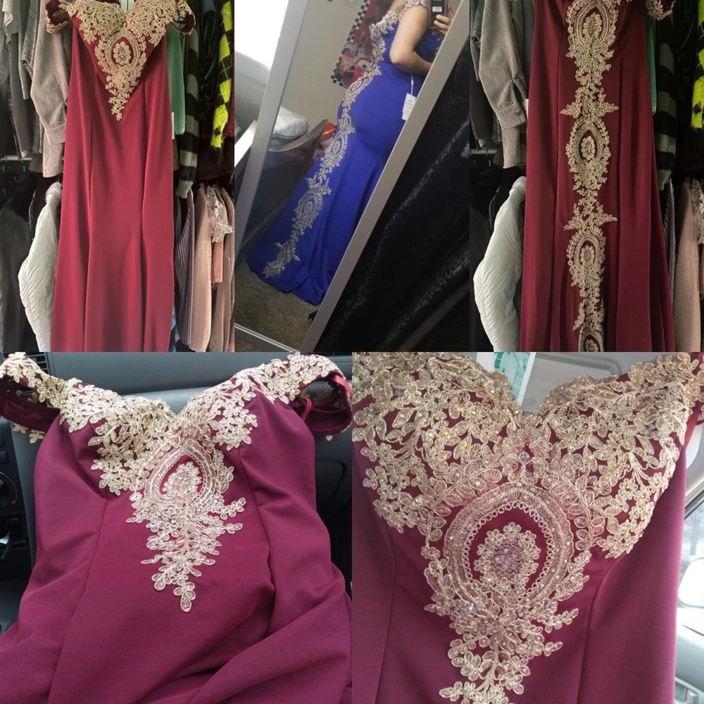 Robe de Soiree 2026 Elegant Off-Shoulder Evening Dress Sexy Lace Crystals Rose Gold Long Prom Party Dresses Vestido de Festa