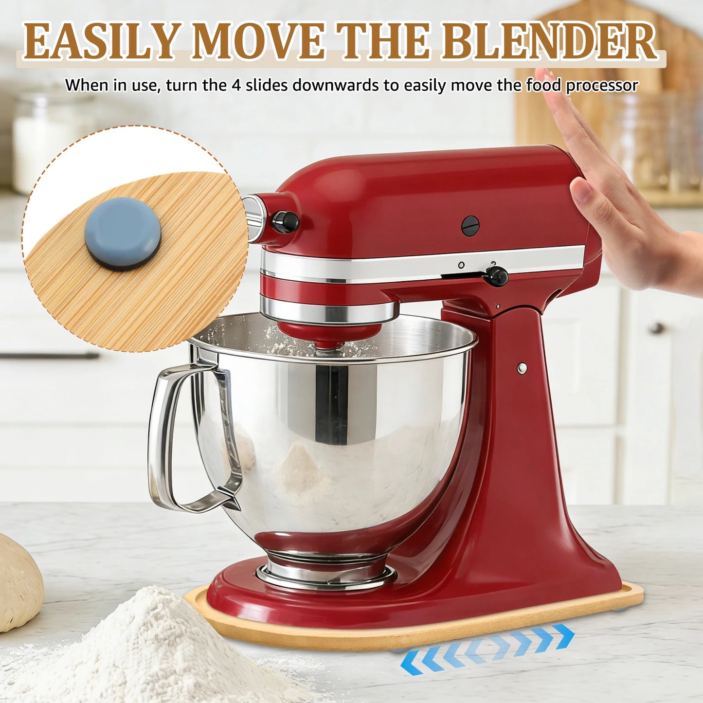 Mixer Slider Mat Tray Compatible for 4.5 QT Tilt Head Stand Acrylic/Wooden Mixer Mover Slider Pad Kitchen Appliance Accessories