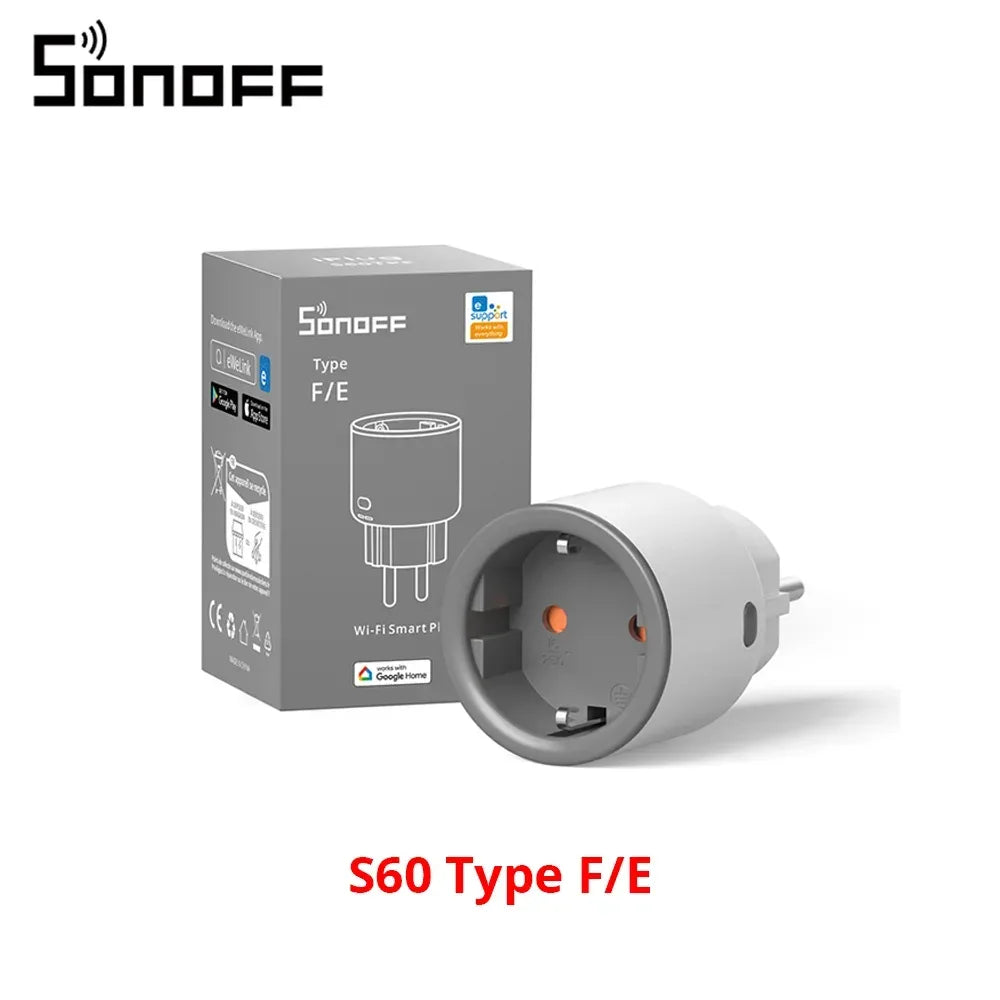 SONOFF S60 EU SONOFF Wifi Socket Wifi Smart Socket Overload Protection Timer Smart Scene Remote Control Via EWeLink Home IFTTT
