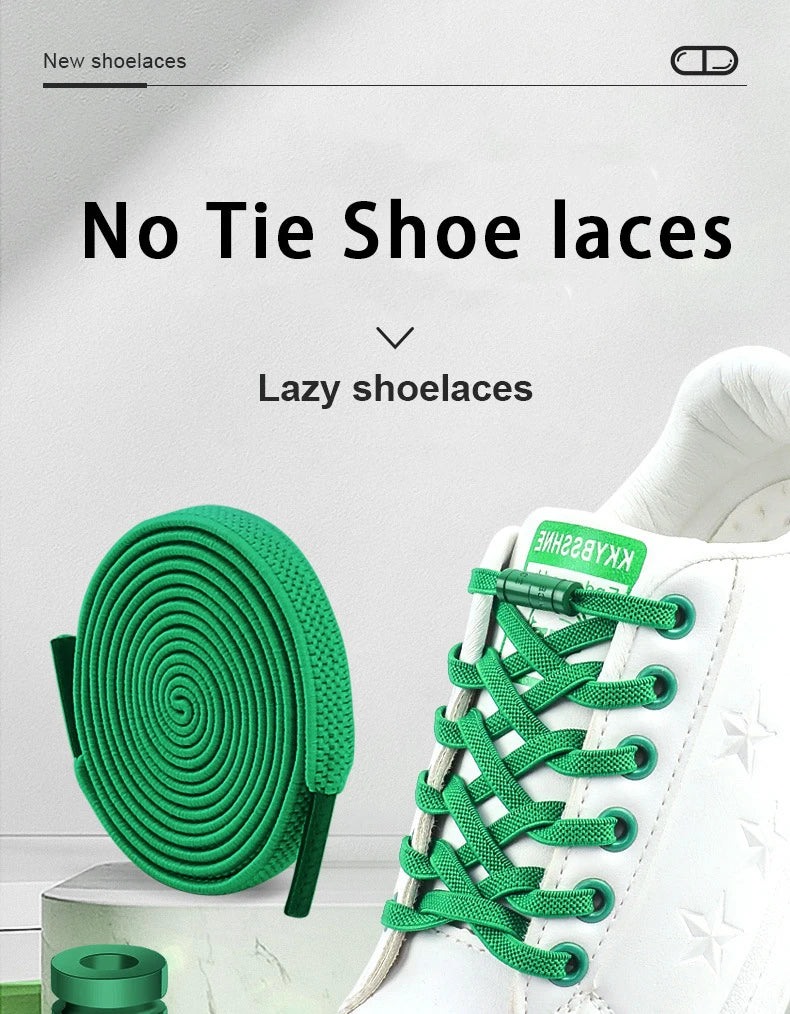 Elastic Laces Sneakers No Tie Shoe laces Colorful Capsule Lock Shoelaces Without ties Kids Adult 0.6cm Flat Shoelace 1Pair/2Pair