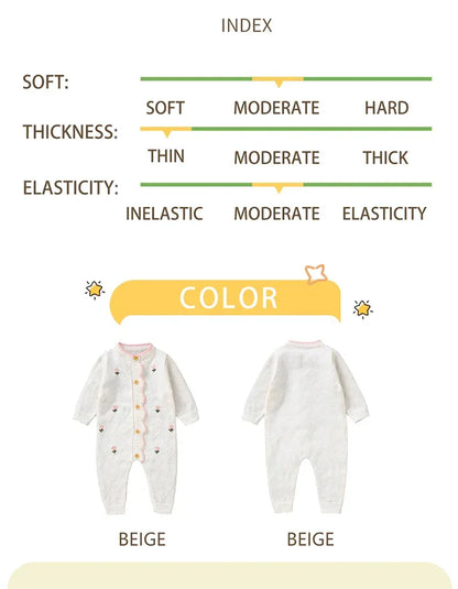 Newborn Baby Rompers Knit Infant Girl Jumpsuit Long Sleeve Autumn Toddler Kid Clothes Fashion Ruffles Embroidered 0-18M Overalls