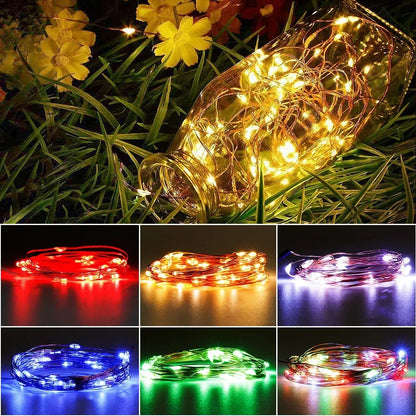 100/2M Outdoor LED String Lights Garland Waterproof Fairy Light Christmas Wedding Party Holiday Gardening Decoration USB/Battery