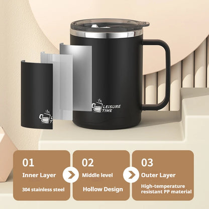 500ML Double-Wall Insulated Thermal Cup 304 Stainless Steel Coffee Cup Portable Water Bottle Keeps Cold and Heat Thermal Mug
