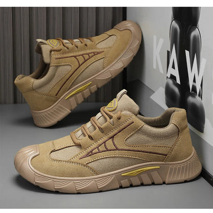 Oulylan Men's Lightweight Safety Shoes Breathable Low-Top Work Shoes Outdoor Fashionable Wear-Resistant Labor Protection Shoes