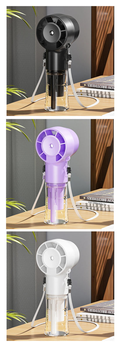 Portable Mini Humidifier Fan Neck Hanging Spray Fan Handheld Water Mist Fan Rechargeable Personal Hand Fan With Water Spray