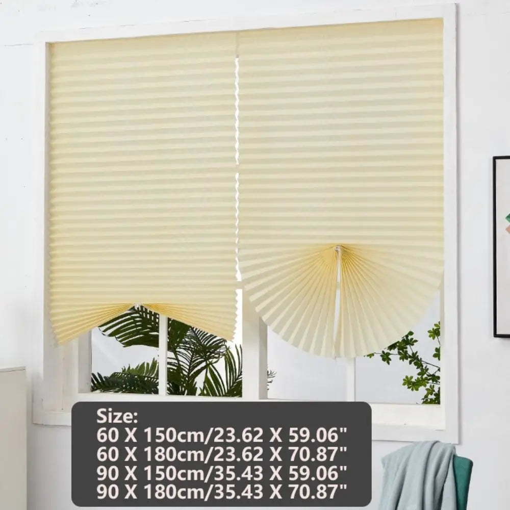 Adhesive Blackout Darkening Pleated Window Shade Blinds Portable Temporary Blinds Bedroom Apartment Dorm Roller Blackout Curtain