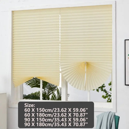 Adhesive Blackout Darkening Pleated Window Shade Blinds Portable Temporary Blinds Bedroom Apartment Dorm Roller Blackout Curtain