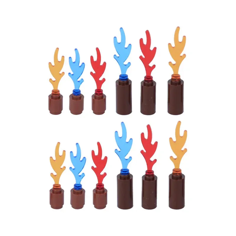 MOC Medieval Campfire Building Block Flame Wave Candle Transparent Wine Bottle Educational Toy Compatible Accessories Brick K054