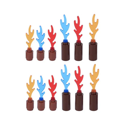 MOC Medieval Campfire Building Block Flame Wave Candle Transparent Wine Bottle Educational Toy Compatible Accessories Brick K054