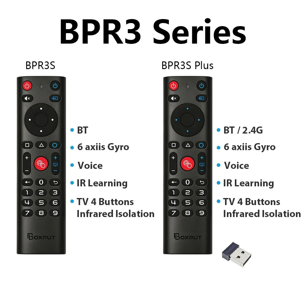 BPR3S PLUS BT Air Mouse Voice Function IR learning TV 2.4G Wireless Remote Controller With Gyroscope for Android TV Box/PC