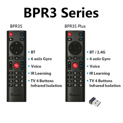 BPR3S PLUS BT Air Mouse Voice Function IR learning TV 2.4G Wireless Remote Controller With Gyroscope for Android TV Box/PC