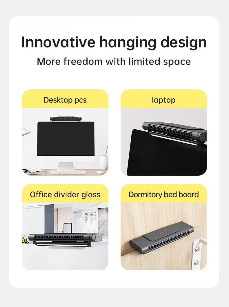 2026 Upgraded Portable Air Conditioner USB Charger Adjustable Office Computer Screen Mounted Electric Fan Desktop Tower F